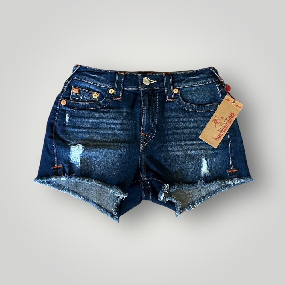 True Religion High Waist Cut Off Denim Shorts size 26